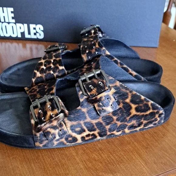 The Kooples Leopard Print Sandals genuine Lether 38 - Picture 4 of 8